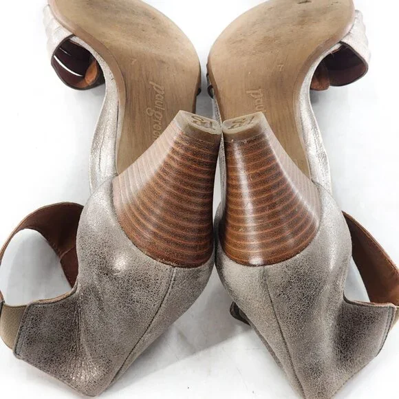 PAUL GREEN Coco Silver Metallic Leather Ankle Strap Sandals - Picture 7 of 8